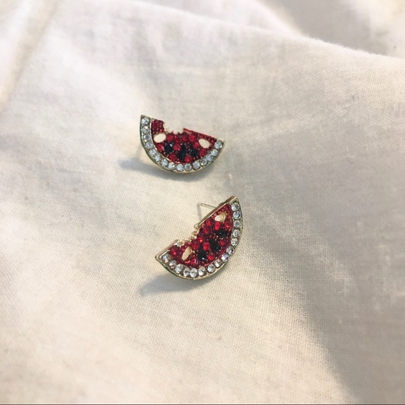 Watermelon Summer Crystal Stud Earrings - Picture 5 of 10